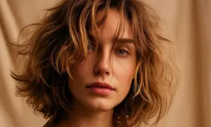 Cheveux sec que faire ? Une jeune femme aux cheveux châtains ondulés, le regard perdu.