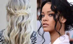 Une tresse sur des cheveux bouclés blonds, et Rihanna avec sa chevelure noire ondulée.