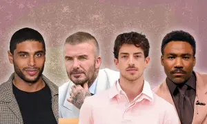 Quatre hommes stylés, chacun avec une coupe homme classe courte, posent pour un portrait.