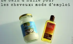 Bain d'huile cheveux : huile de coco bio et huile de jojoba pour des soins naturels.