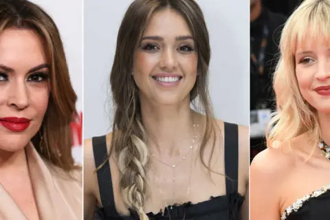 Trois femmes aux visages ovales : quelle coupe pour visage ovale ? Chevelures brunes et blondes, tresses et mèches.
