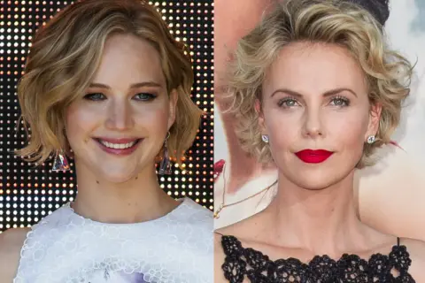 Jennifer Lawrence et Charlize Theron arborent une coupe intermédiaire pour laisser pousser les cheveux, un style chic et polyvalent.