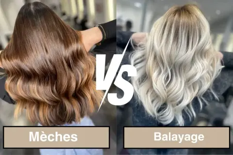 Chevelure brune avec des reflets subtils, versus chevelure blonde éclatante. Choisir entre faire des mèches ou un balayage pour illuminer votre style.
