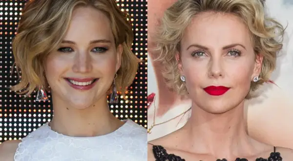 Jennifer Lawrence et Charlize Theron arborent une coupe intermédiaire pour laisser pousser les cheveux, un style chic et polyvalent.