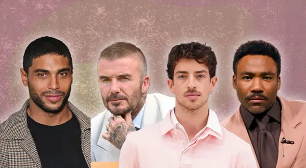 Quatre hommes stylés, chacun avec une coupe homme classe courte, posent pour un portrait.