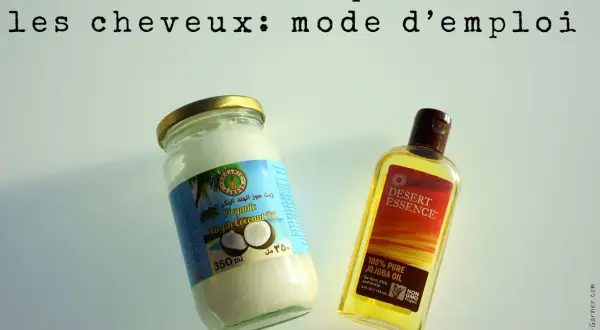 Bain d'huile cheveux : huile de coco bio et huile de jojoba pour des soins naturels.