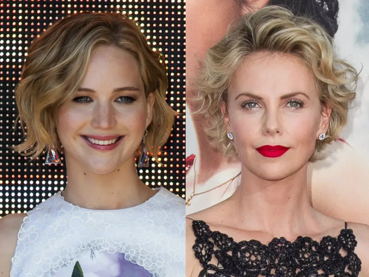 Jennifer Lawrence et Charlize Theron arborent une coupe intermédiaire pour laisser pousser les cheveux, un style chic et polyvalent.