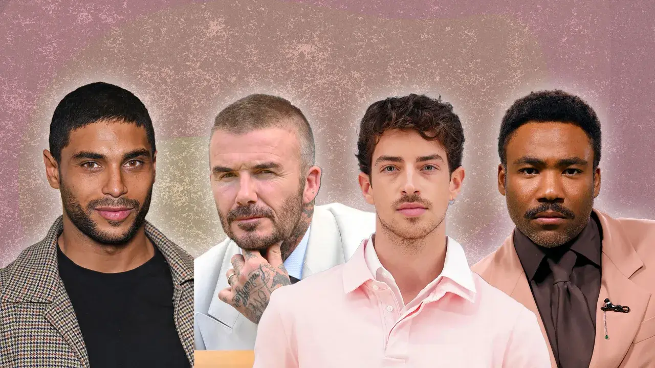 Quatre hommes stylés, chacun avec une coupe homme classe courte, posent pour un portrait.