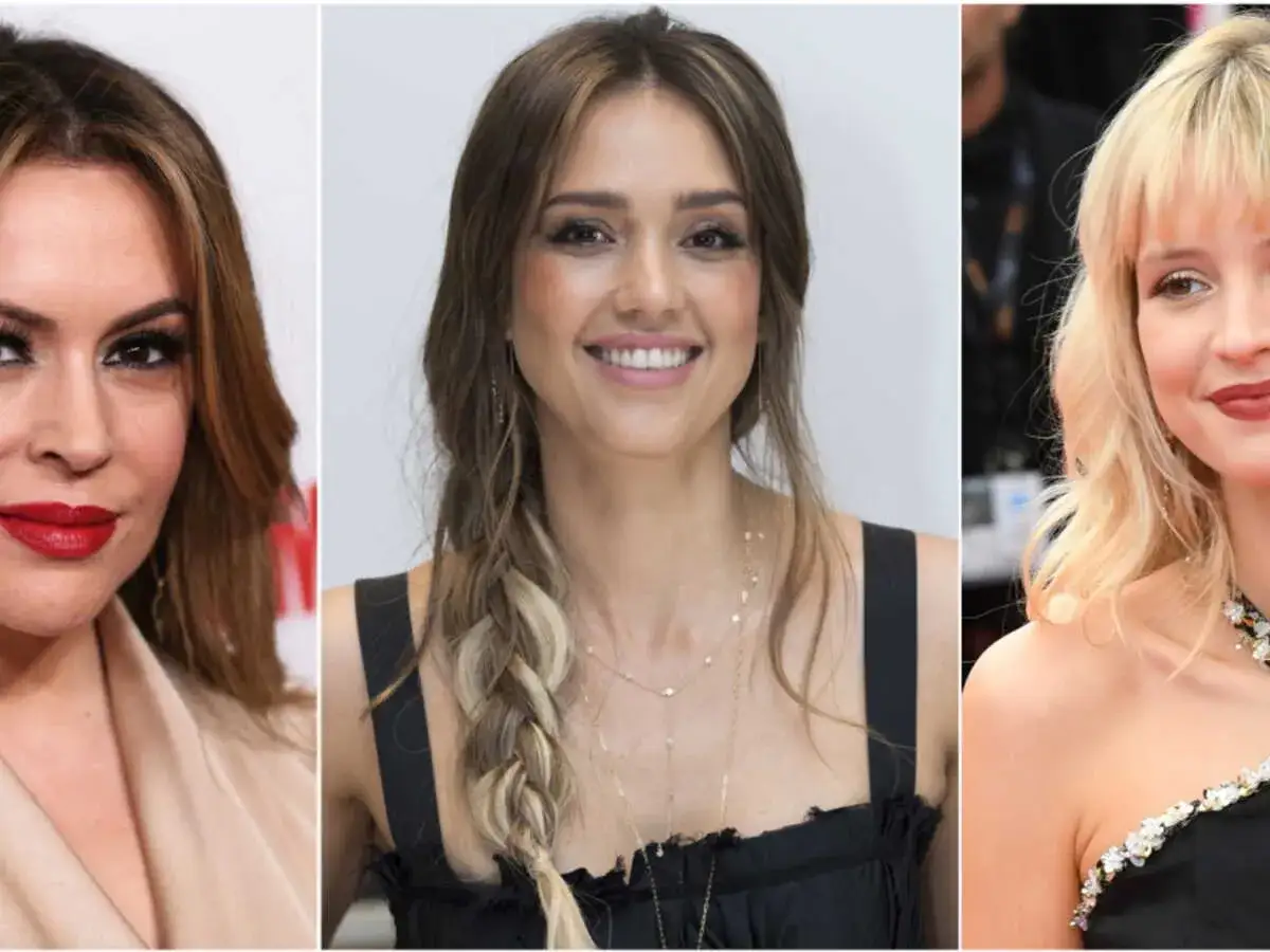Trois femmes aux visages ovales : quelle coupe pour visage ovale ? Chevelures brunes et blondes, tresses et m&egrave;ches.