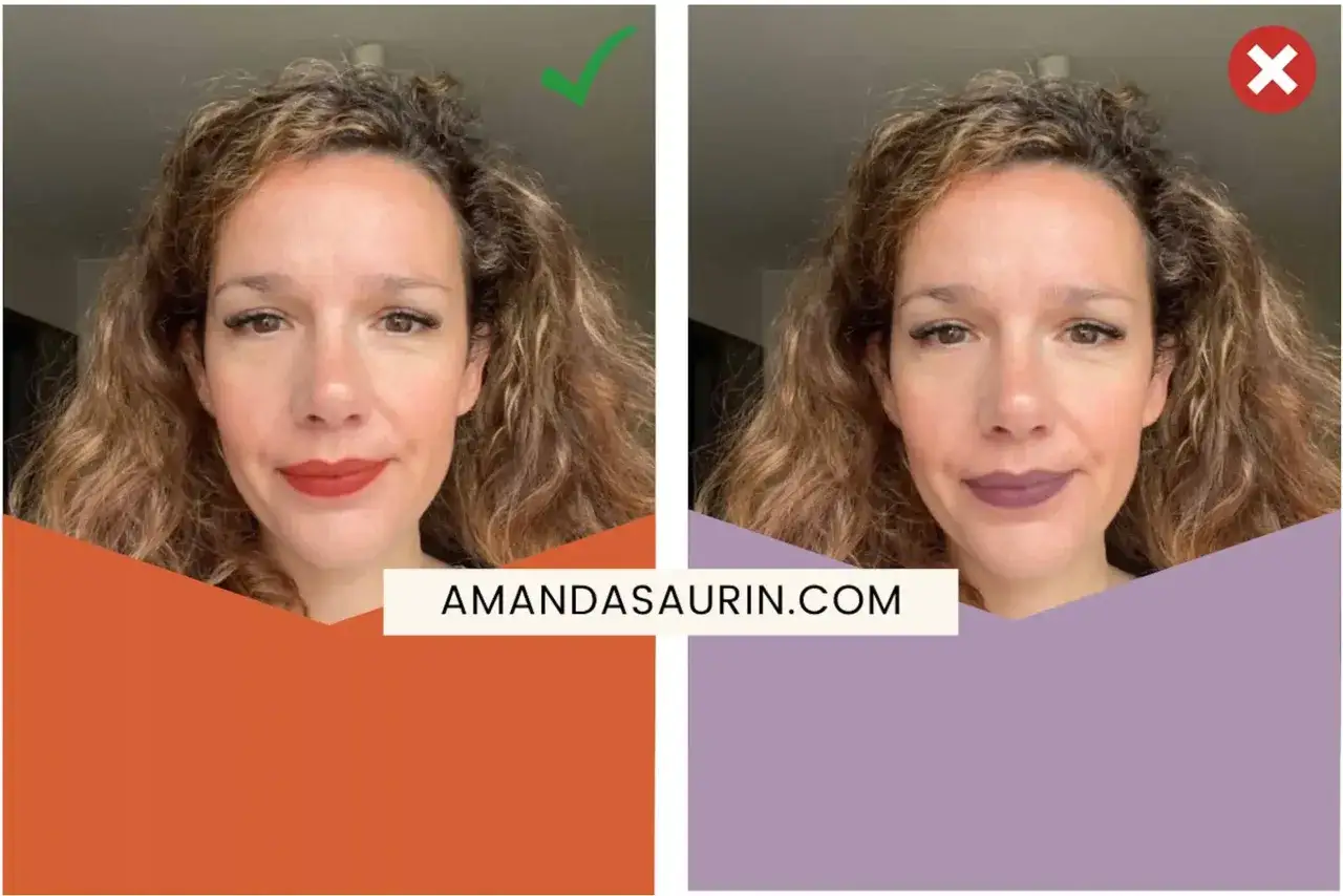 Comparaison de rouges &agrave; l&egrave;vres sur une femme aux cheveux ch&acirc;tain clair ondul&eacute;s. Quel couleur de cheveux met en valeur son teint ?