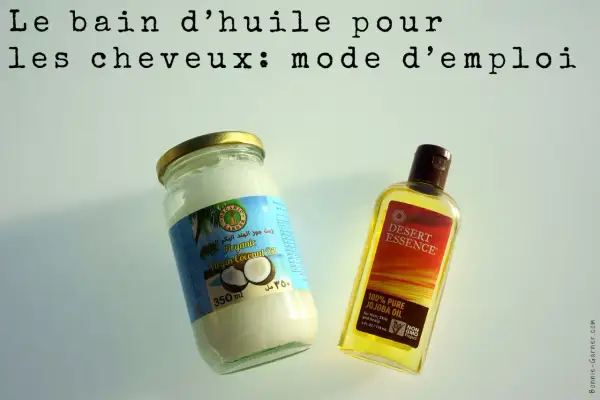 Bain d'huile cheveux : huile de coco bio et huile de jojoba pour des soins naturels.